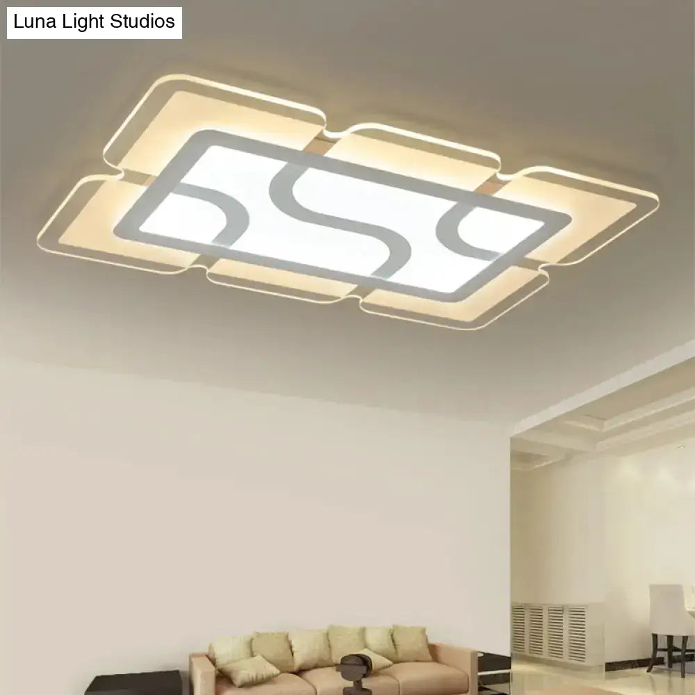 16.5’ / 35.5’ 47’ Modern Led Flush Light Fixture - White Square/Rectangle Ultra-Thin Close To