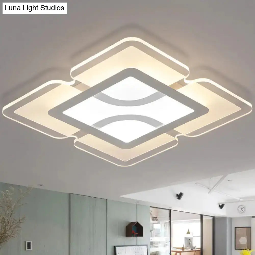 16.5’ / 35.5’ 47’ Modern Led Flush Light Fixture - White Square/Rectangle Ultra-Thin Close To