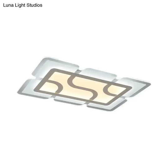 16.5’ / 35.5’ 47’ Modern Led Flush Light Fixture - White Square/Rectangle Ultra-Thin Close To