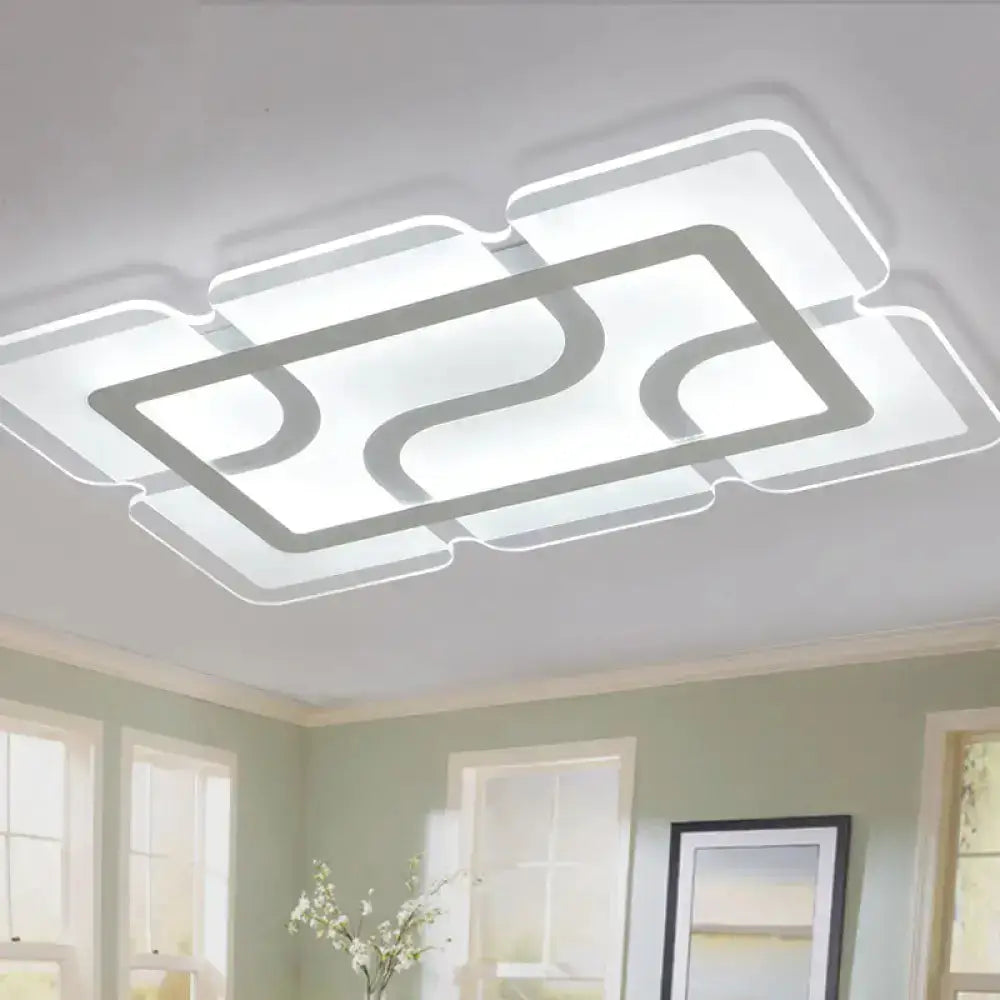 16.5’ / 35.5’ 47’ Modern Led Flush Light Fixture - White Square/Rectangle Ultra-Thin Close To