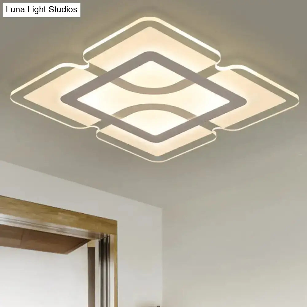 16.5’ / 35.5’ 47’ Modern Led Flush Light Fixture - White Square/Rectangle Ultra-Thin Close To