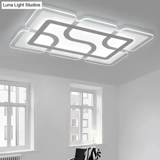 16.5’ / 35.5’ 47’ Modern Led Flush Light Fixture - White Square/Rectangle Ultra-Thin Close To