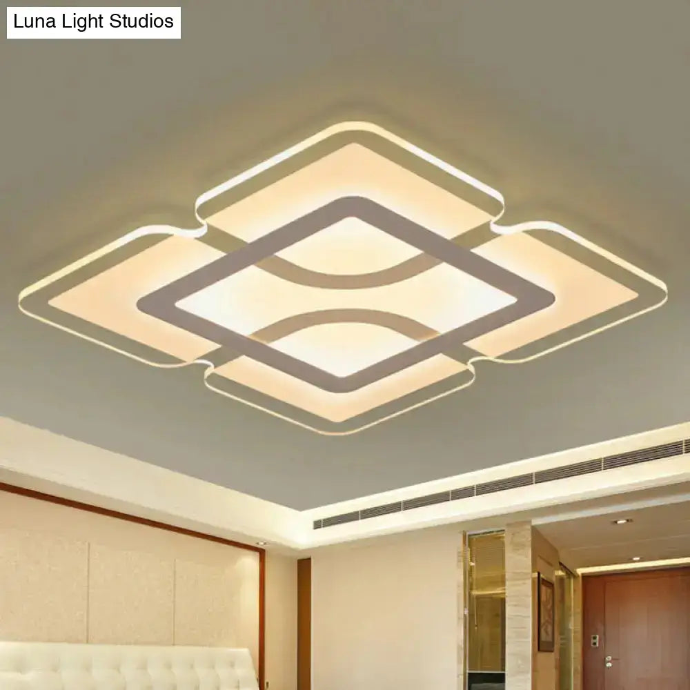 16.5’ / 35.5’ 47’ Modern Led Flush Light Fixture - White Square/Rectangle Ultra-Thin Close To