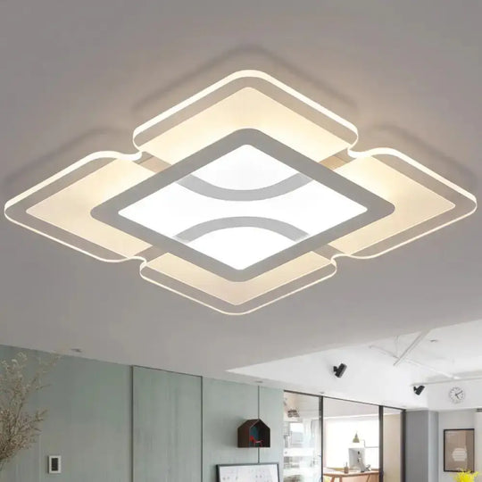 16.5’ / 35.5’ 47’ Modern Led Flush Light Fixture - White Square/Rectangle Ultra-Thin Close To