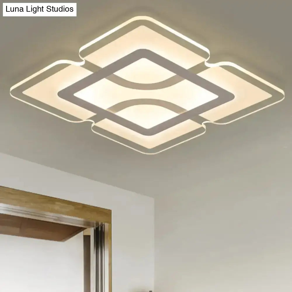 16.5’ / 35.5’ 47’ Modern Led Flush Light Fixture - White Square/Rectangle Ultra-Thin Close To