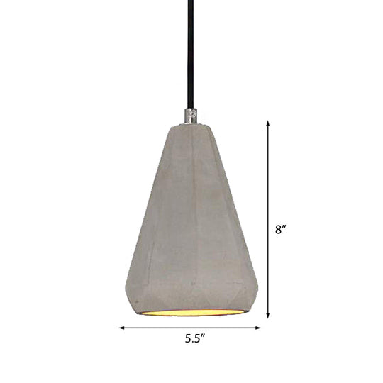 Industrial Conical Pendant Light - Gray Cement Finish, Minimalist Kitchen Hanging Fixture