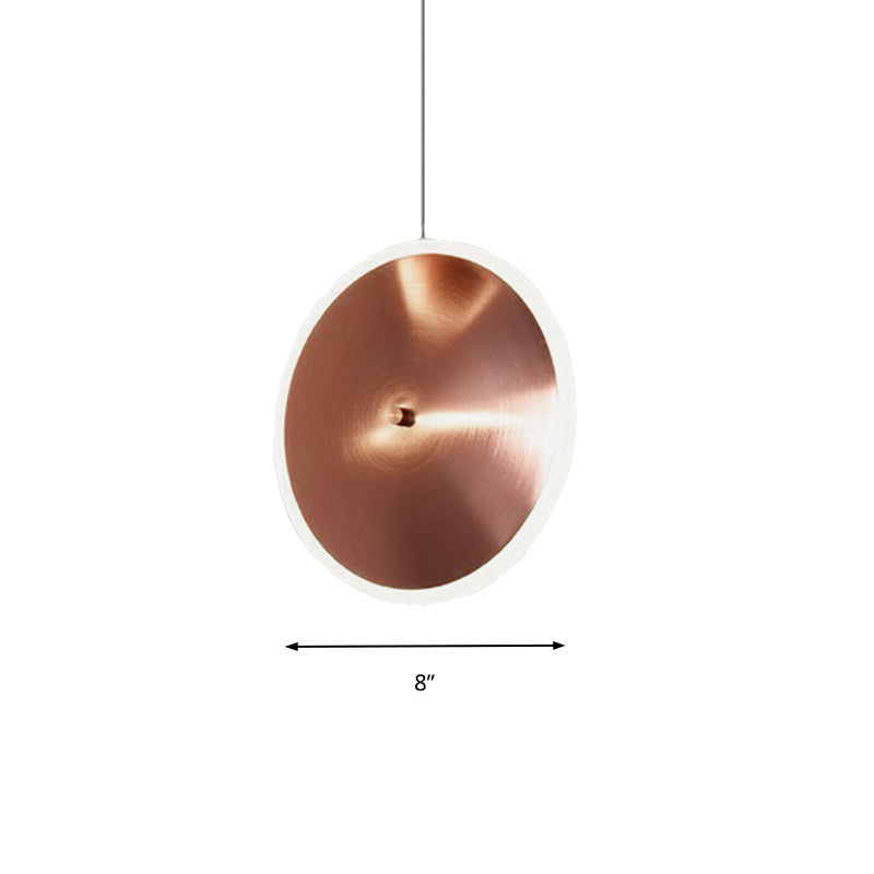 Vertical Disc Hanging Light: 8/12/16W Rose Gold Suspension Pendant With Led Acrylic In Warm/White