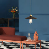 Industrial Flared Black/White Metal Pendant Light Fixture Black