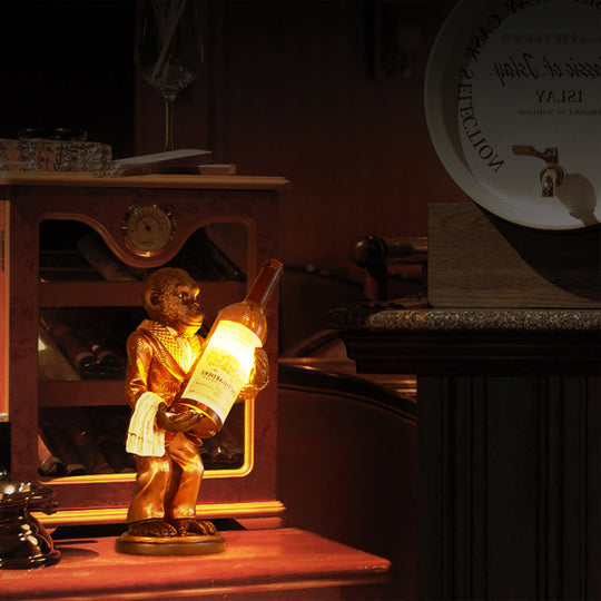 Industrial Monkey Table Lamp: One-Light Desk Light For Restaurants Cafes And Childrens Bedrooms Gold