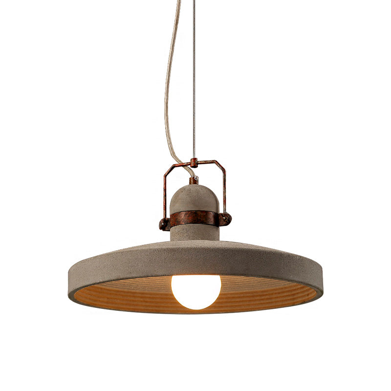 Industrial Style 1-Light Round Shade Pendant Light in Rust/Black for Kitchen Ceiling