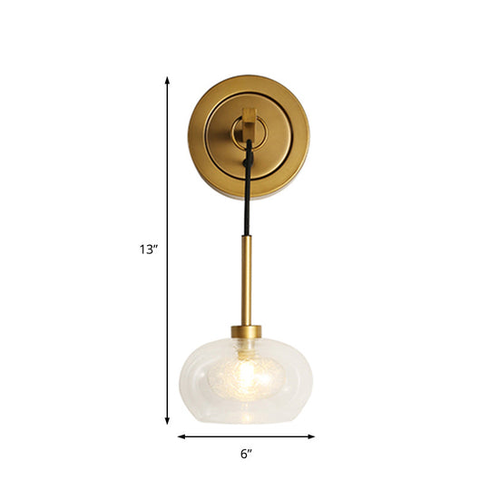 Industrial Clear Glass Oval Wall Light Fixture With Brass Sconce Lamp - Perfect For Living Room