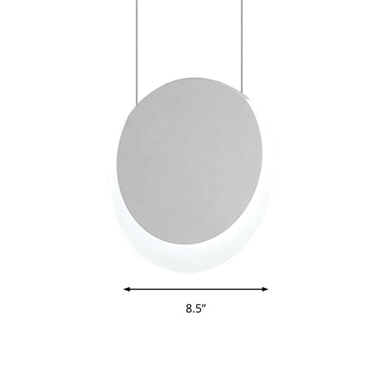Simplicity LED Pendant Light with White Suspension and Crescent Shaped Acrylic Shade in Warm/White Light, 6.5"/8.5"W