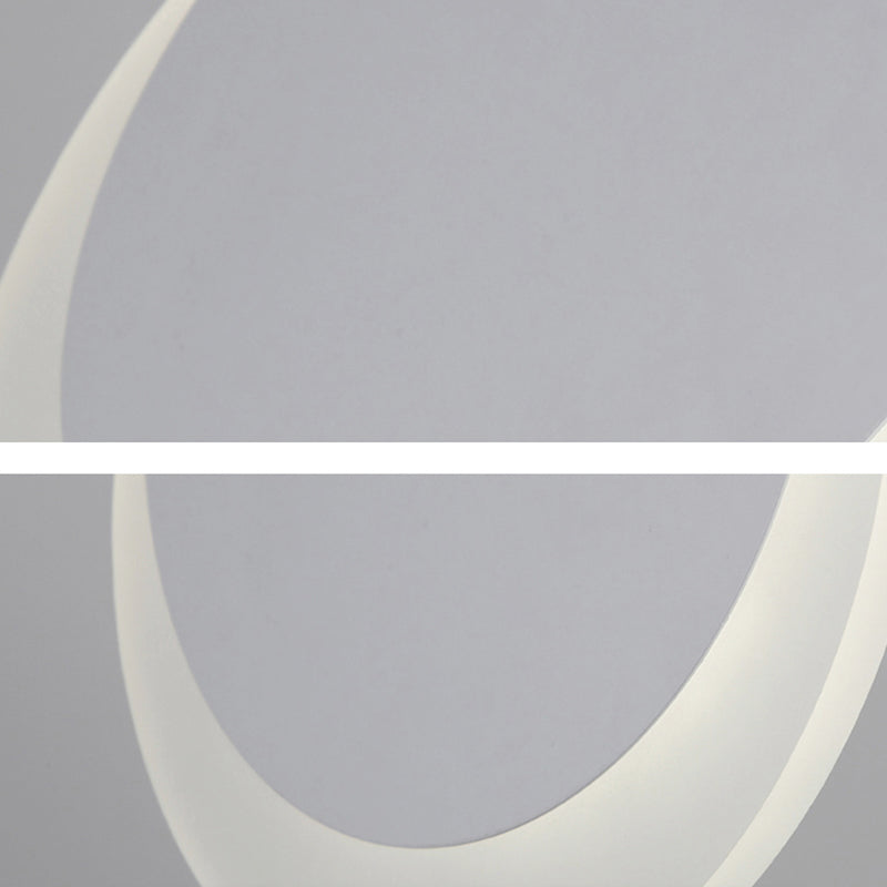 Simplicity LED Pendant Light with White Suspension and Crescent Shaped Acrylic Shade in Warm/White Light, 6.5"/8.5"W