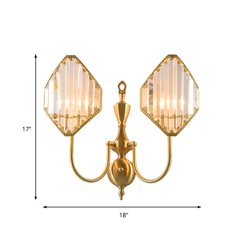 Crystal Prism Wall Mount With Gold Rhombus Shade - Modern Lighting