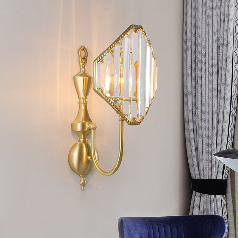 Crystal Prism Wall Mount With Gold Rhombus Shade - Modern Lighting 1 /
