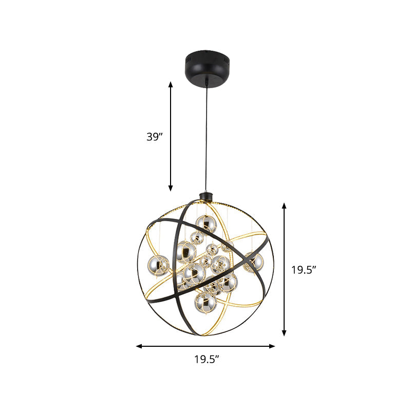 Sleek Chrome Glass Chandelier Light: 19.5/31.5 Modern Spherical Pendant Led Warm/White Light -