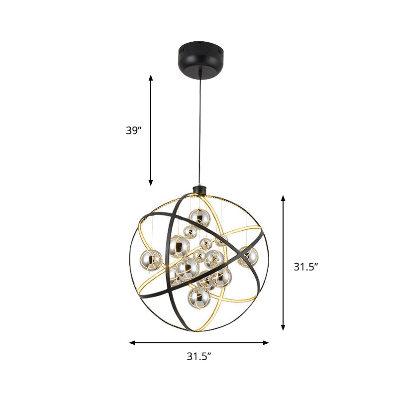 Sleek Chrome Glass Chandelier Light: 19.5/31.5 Modern Spherical Pendant Led Warm/White Light -