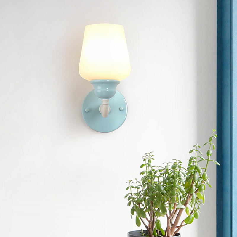 Sky Blue Milkglass Wall Sconce Light Fixture