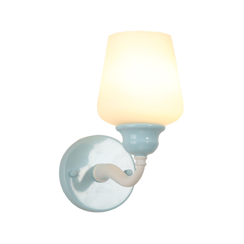 Sky Blue Milkglass Wall Sconce Light Fixture