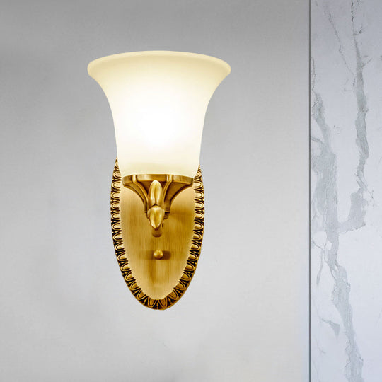 Traditional Brass Wall Sconce With Milky Glass Shade For Living Room 1 /