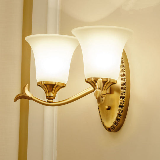 Traditional Brass Wall Sconce With Milky Glass Shade For Living Room 2 /