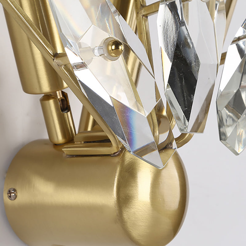Contemporary Sputnik Wall Sconce With Clear Crystal Prism Bulbs In Brass Finish