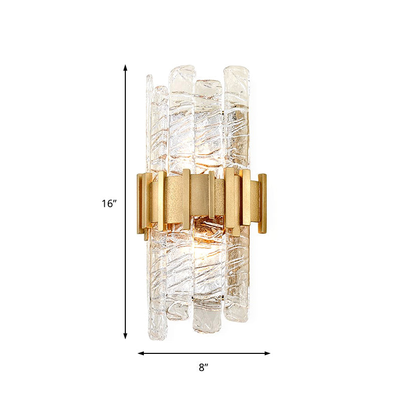 Contemporary Crystal Prism Wall Mount Light With 2 Bulbs - Clear Lamp For Living Room