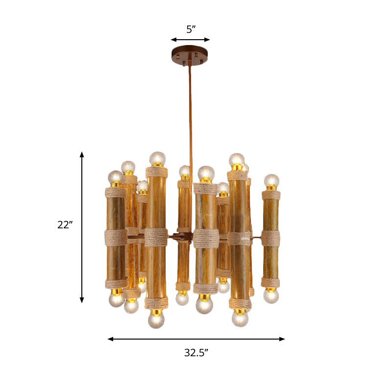 Brass Bamboo Chandeliers: Antique Tube Shade Hanging Lamps - Multi-Light Elegance For Living Room