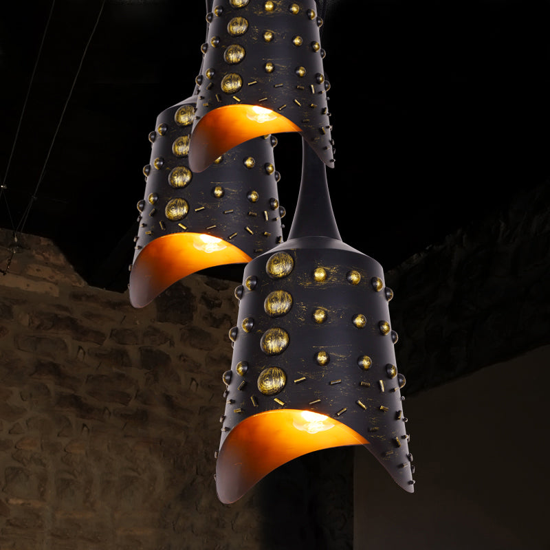 Antique Metal Hanging Lamp: One-Light Ceiling Light For Restaurants - Black Color