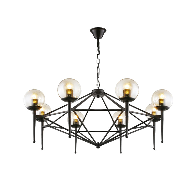 Industrial Pendant Light with Clear Glass Globe Shade - 6/8-Bulb Ceiling Lamp for Dining Room