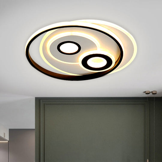 Modernist Led Flush Mount Ceiling Lamp Black Metal Shade Warm/White Light 16.5 Or 20.5 Diameter /