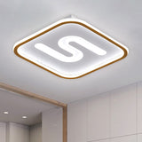 16/19.5 Modern Black/Gold Led Flush Mount With Warm/White Light And S-Shaped Design - Metal Square