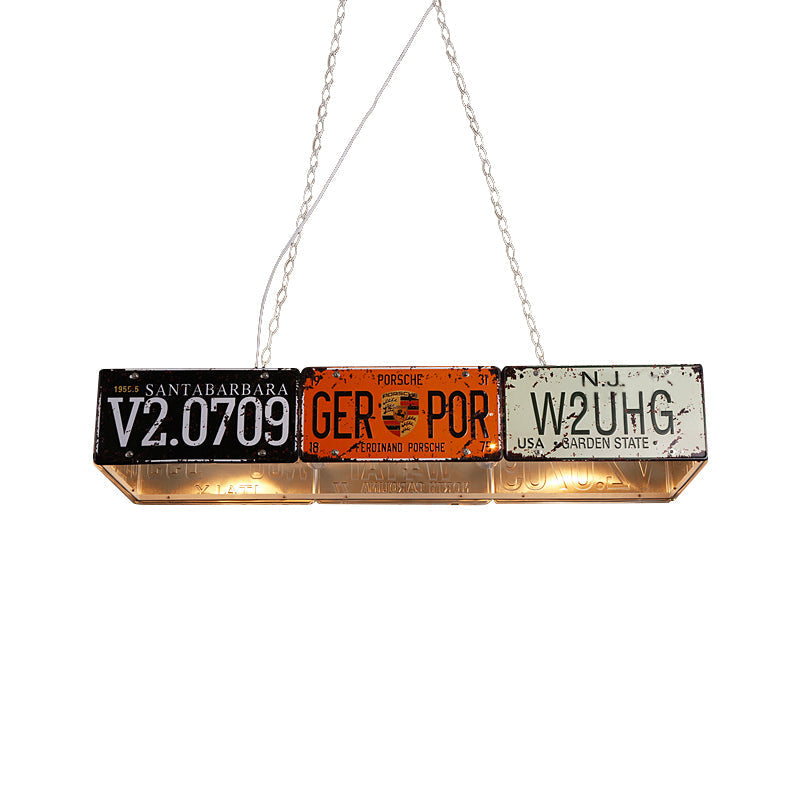 Retro Industrial Metal Pendant Light - 5 Bulbs Rectangle Shape Ideal For Dining Table