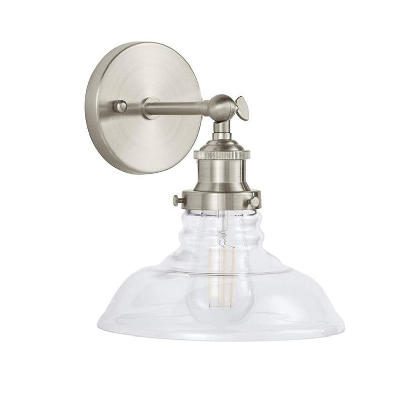 Industrial 1-Light Wall Sconce Clear Glass & Chrome/Nickel Finish - Ideal For Kitchen