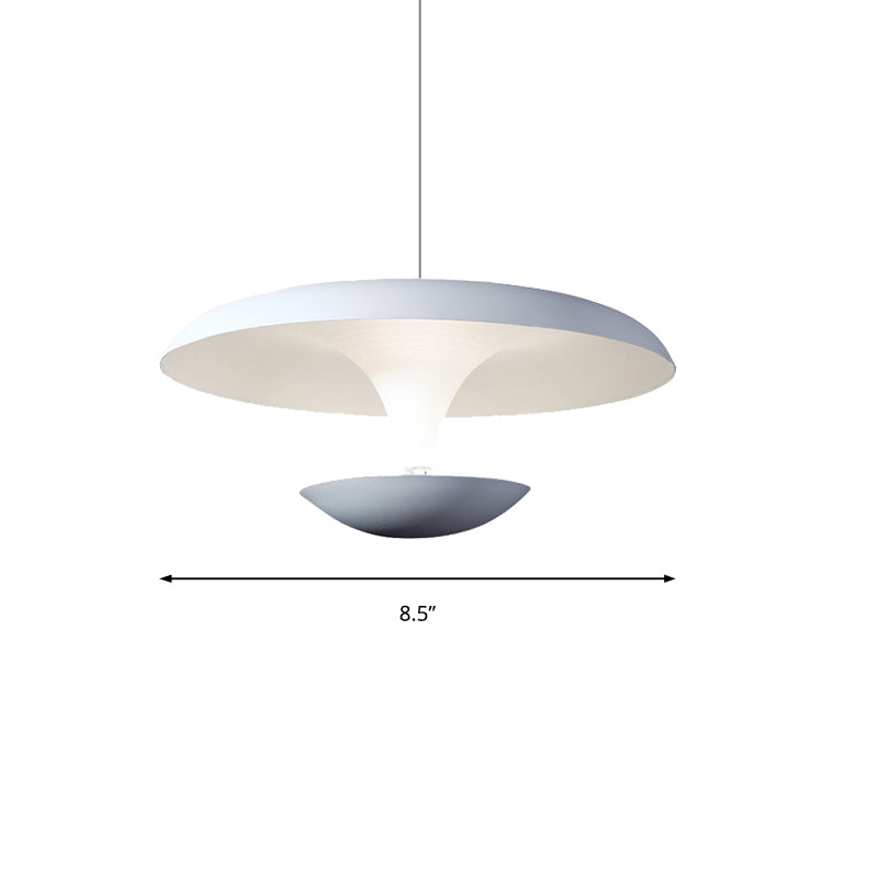 Modern White Disc Pendant Light Fixture - Creative Metal Hanging Lamp, 8.5"/19.5" Wide