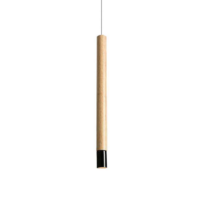 Contemporary Wooden Flute Pendant Lighting In Black/White: 1-Light Ceiling Fixture