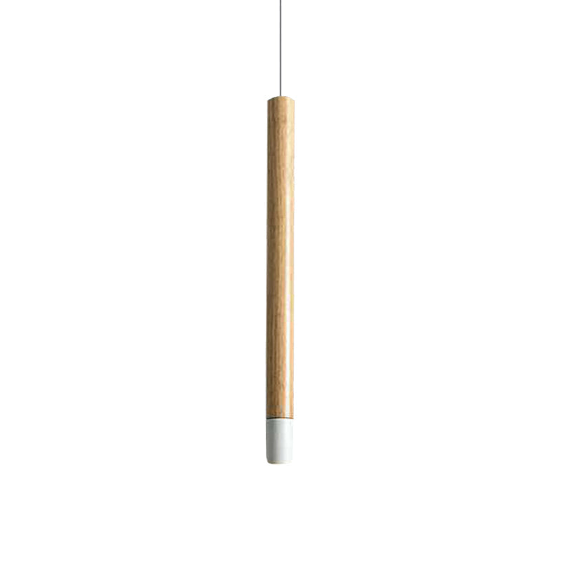 Contemporary Wooden Flute Pendant Lighting In Black/White: 1-Light Ceiling Fixture
