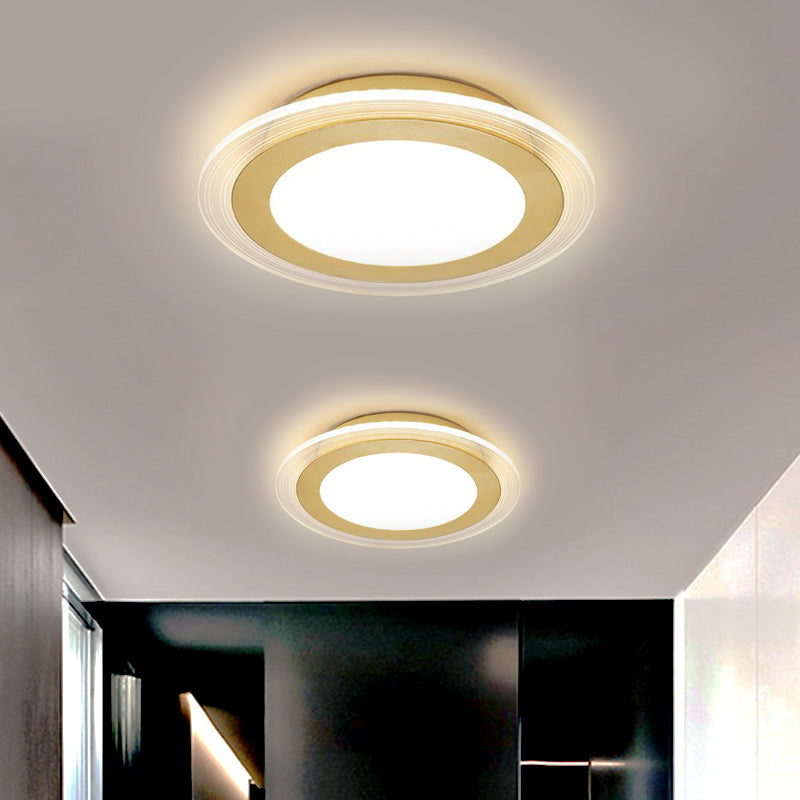 Sleek Round Panel Ceiling Light With Simplicity Led For Corridor - Gold Flush Mount