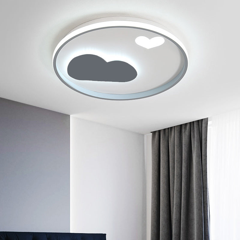 Contemporary Black/White Led Flush Ceiling Light With Cloud And Heart Pattern Black / Warm