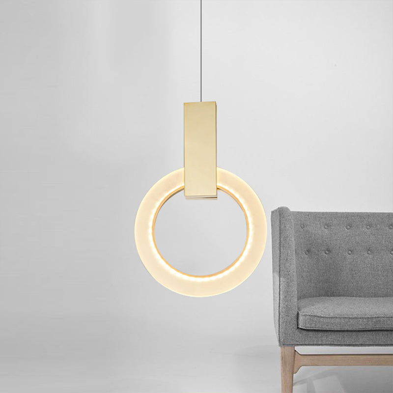 Gold Ring Pendant Light - Modern Acrylic Ceiling Fixture 1 8/12/16 Diameter / 8