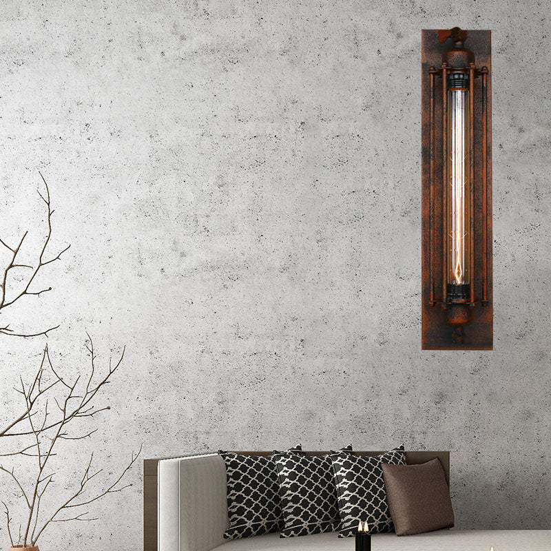 Industrial Black/Silver Metallic 1-Light Linear Wall Sconce - Sleek Wire Frame Design For Bedroom