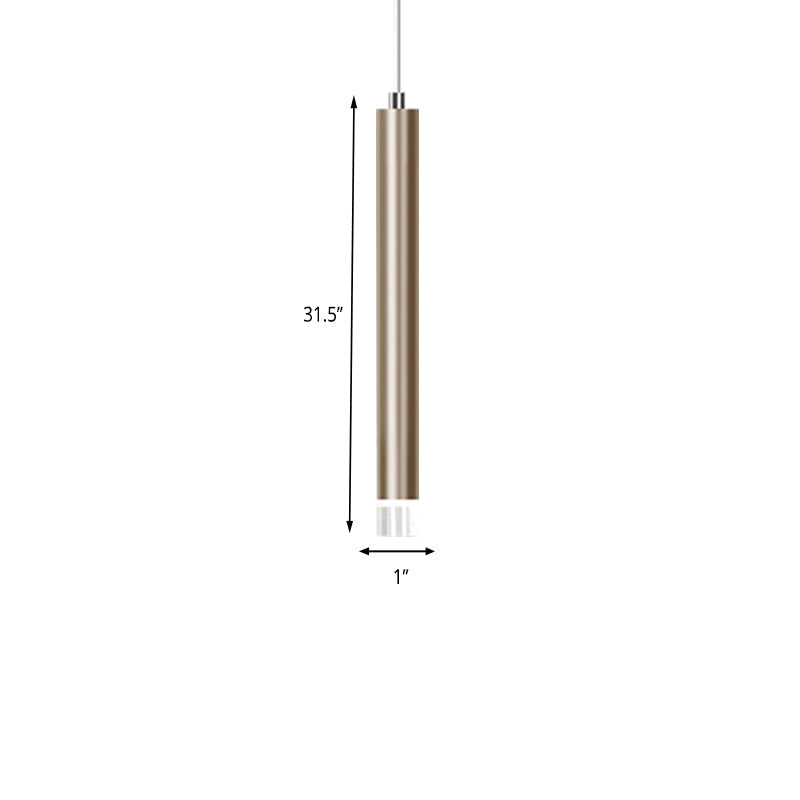 Lyla - Modern 12/19.5/23.5 H Slim Hanging Pendant Light Metal Black/Gold Led In Warm/White