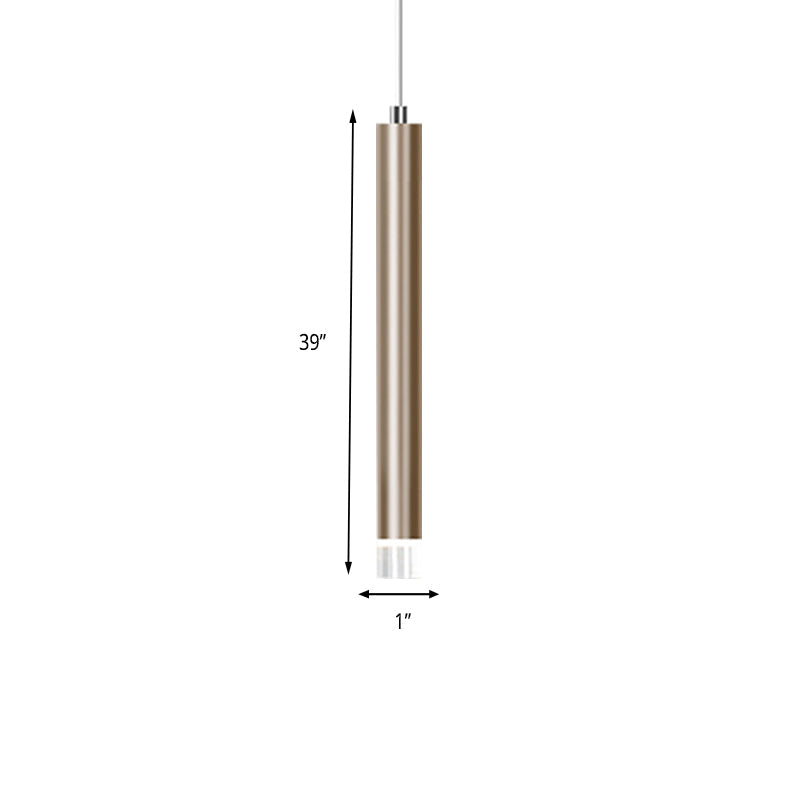 Modern Slim Metal Pendant Light in Black/Gold with Warm/White LED - 12"/19.5"/23.5" Height