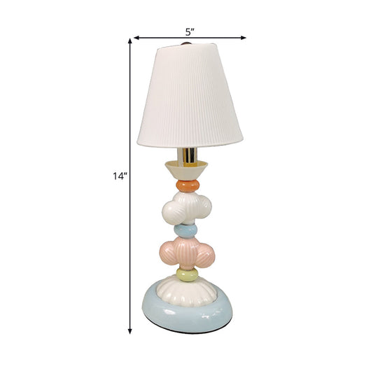 Kids Book Light - Fabric Conical Table Lamp With Ceramic Base (White)