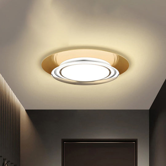 Black/Gold Led Metal Flush Mount Ceiling Light In Warm/White For Parlor Gold / Warm