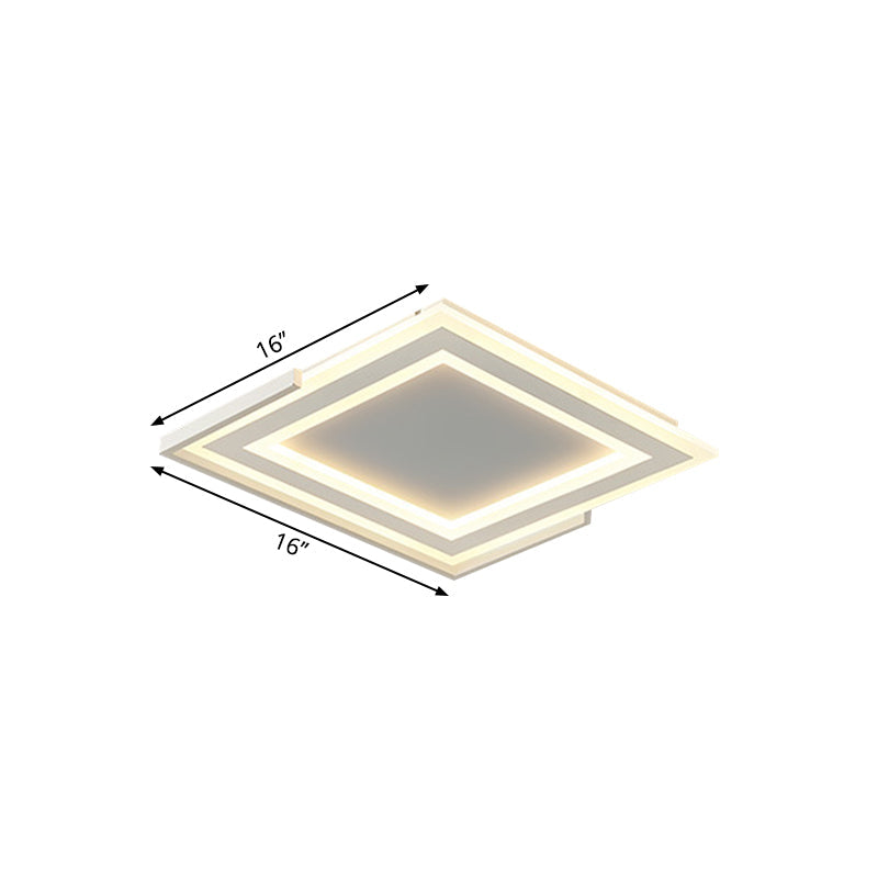 Contemporary Gold Flush Light Fixture For Bedroom - Led Ceiling Mounted With Square Acrylic Shade In