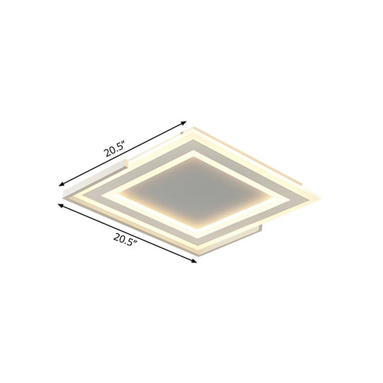 Contemporary Gold Flush Light Fixture For Bedroom - Led Ceiling Mounted With Square Acrylic Shade In