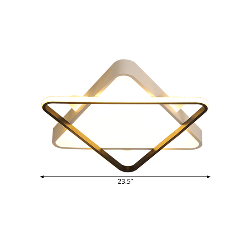 Modern Gold Led Bedroom Ceiling Light Fixture - Double Triangle Acrylic Shade Warm/White 18/23.5