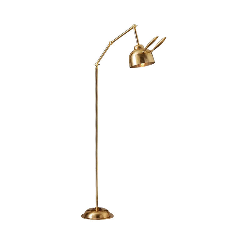 Nordic Style Rabbit Floor Reading Lamp - 1-Bulb Gold Standing Light For Bedside