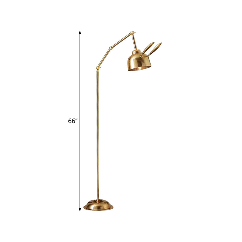 Nordic Style Rabbit Floor Reading Lamp - 1-Bulb Gold Standing Light For Bedside